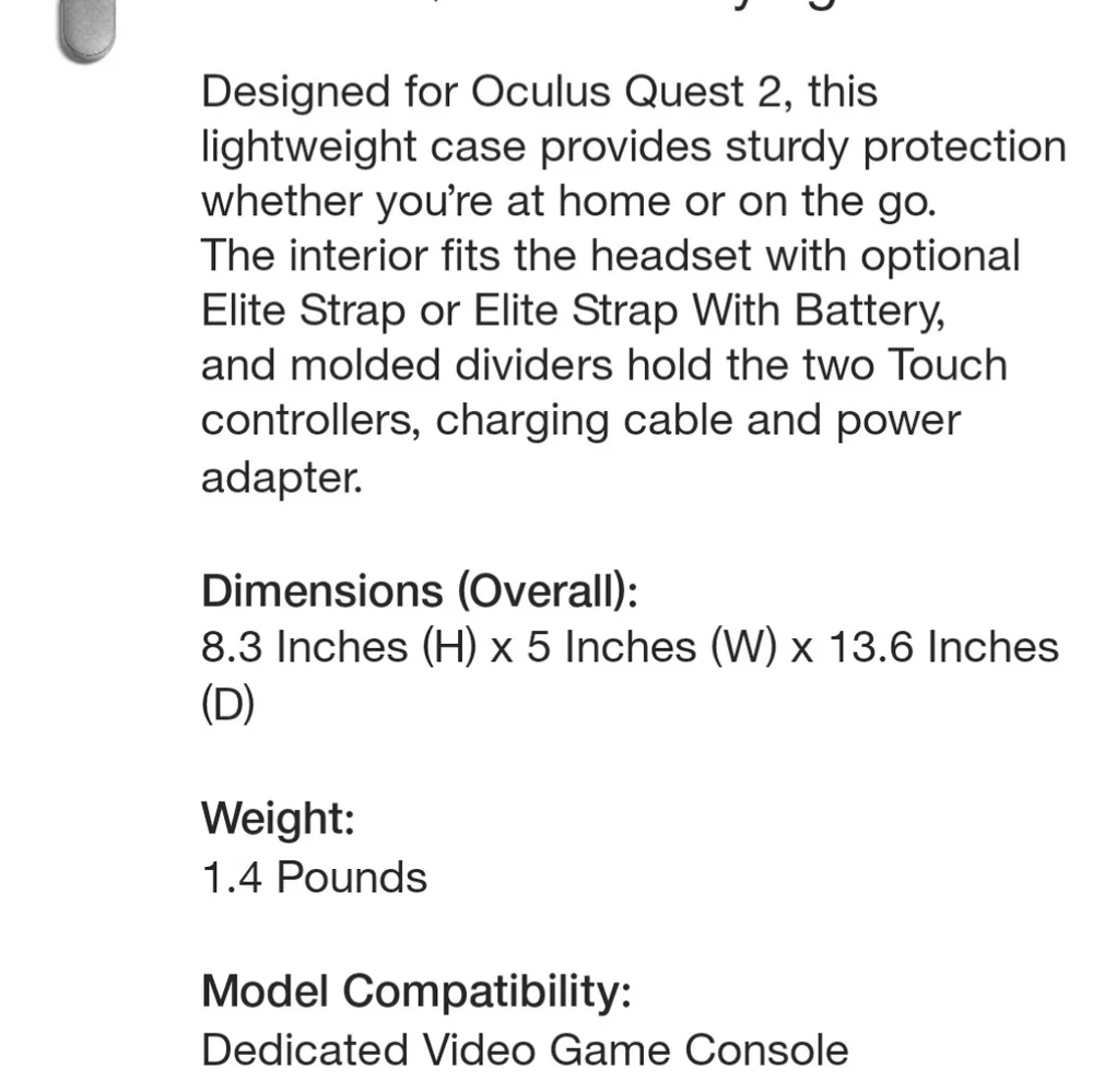 Oculus Quest 2 Gray Carrying Case